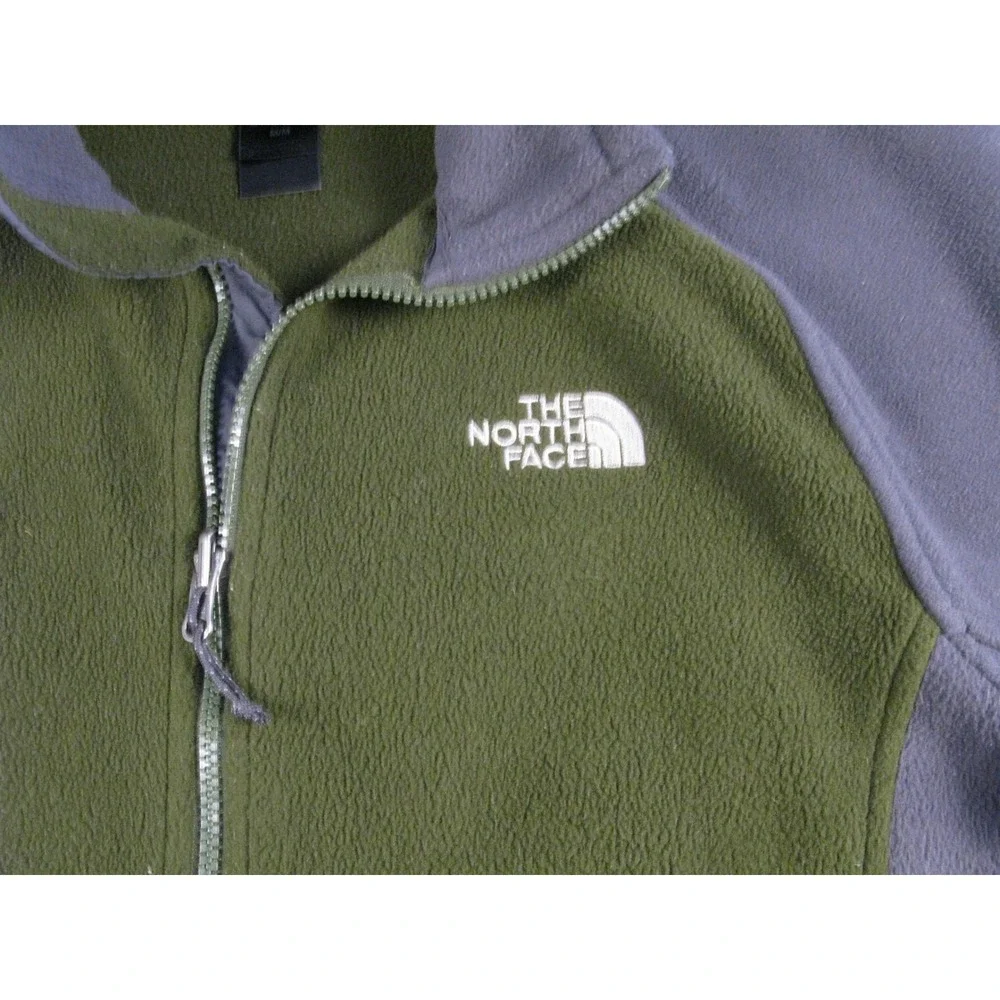 The North‎ Face Men's Fleece Jacket Green Gray Zip Up Outdoor Activewear #1950
